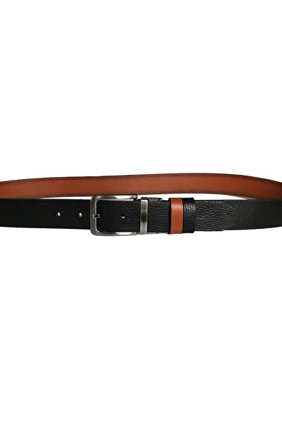 GoDeri Двустранен колан от естествена кожа с ширина 4 см - черен и кафяв