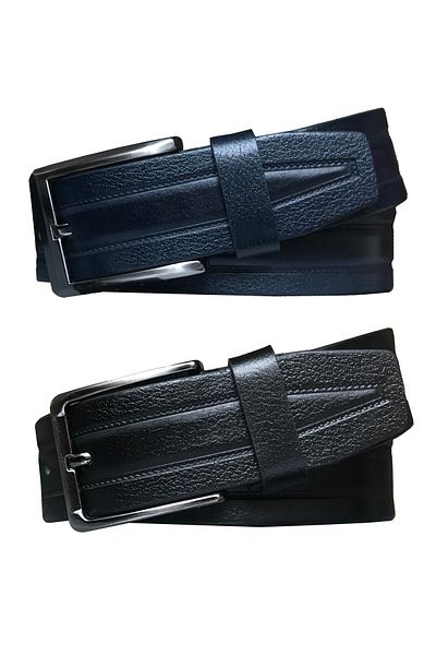 GoDeri Γνήσιο δέρμα 2 τεμαχίων με σχέδιο Super Set Navy Blue, Μαύρη ζώνη 4 cm=dk-101-103