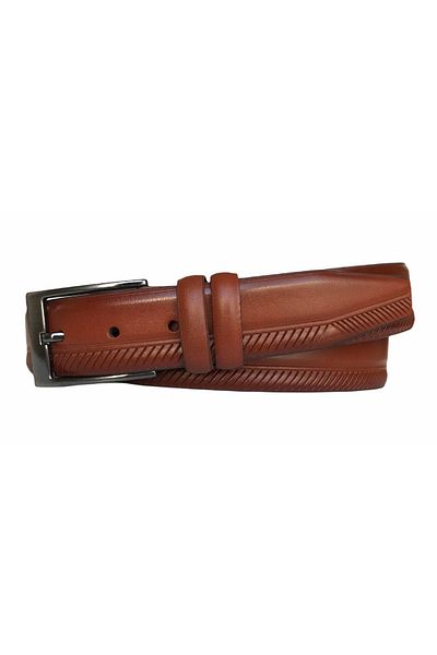 GoDeri Ζώνη παντελονιού από γνήσιο δέρμα Tan Classic - 3,5 cm = dk-135-138