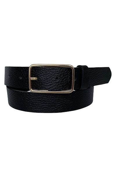 GoDeri 100% Genuine Leather Gold Rectangular Buckle Black Printed Thin Women's Belt, 3cm=3cm-kdn-05