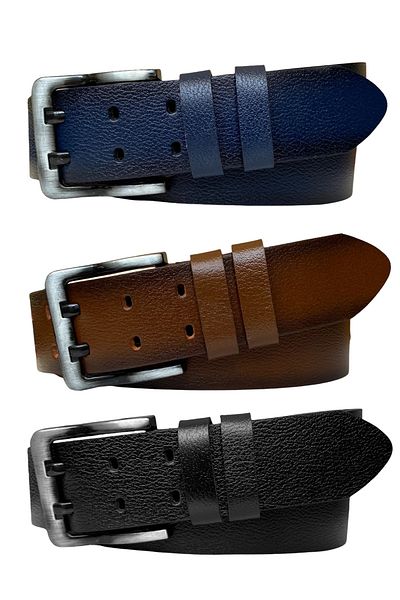 GoDeri 100% piele naturală, set 3 piese cu limbă dublă, blugi 4,5 cm, centură sport neagră, tosado, bleumarin = 3 piese-dublu-limbă