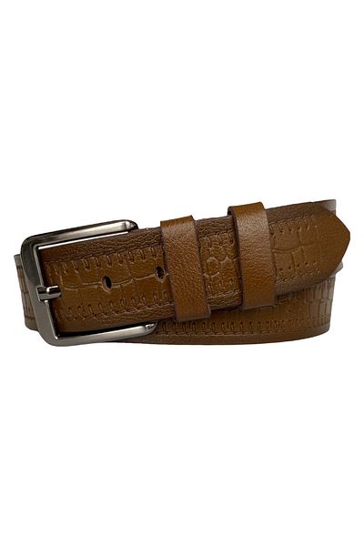 GoDeri 100% γνήσιο δέρμα με μοτίβο Premium, Tan Denim Sports Belt, 4,5 cm=προ-κροκόδειλος