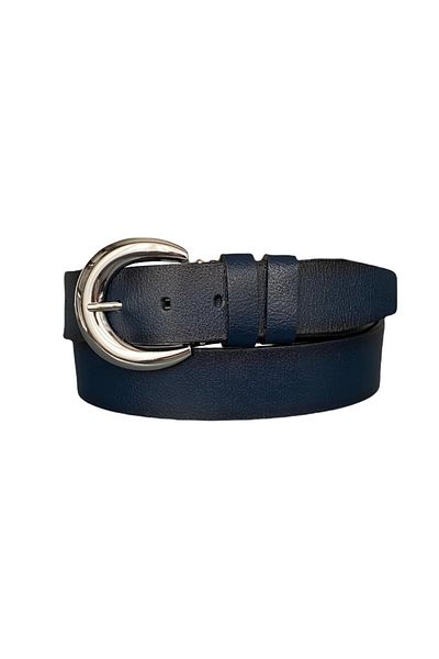 GoDeri 100% piele naturală, blugi de damă bleumarin cu cataramă argintie lucioasă, centură sport 4 cm=an-byn-17