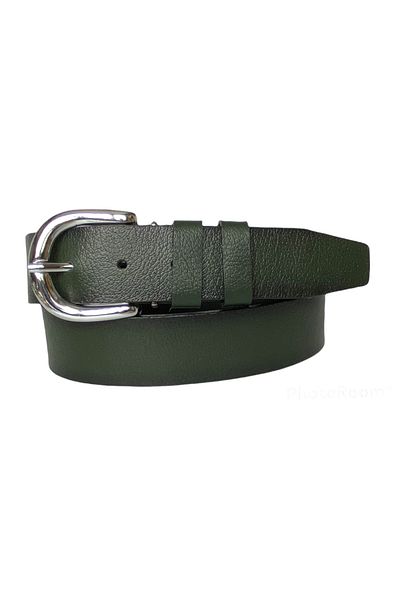 GoDeri 100% piele naturală, cu cataramă argintie, curea de blugi pentru femei, verde, 4 cm=an-byn-45