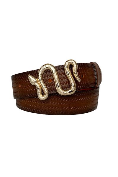GoDeri 100% piele naturală, maro, curea de blugi pentru femei cu cataramă de șarpe aurie 4 cm=tyc00419802100