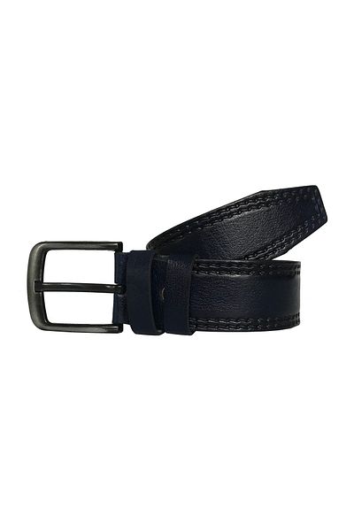 GoDeri Curea de blugi din piele naturală cu cusătură dublă cu model bleumarin 4,5 cm=dk-0076