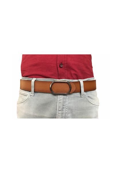 GoDeri Genuine Leather New Trend, Pin Oval Black Nickel Buckle, Durable Tan Belt 4 Cm=gotoka