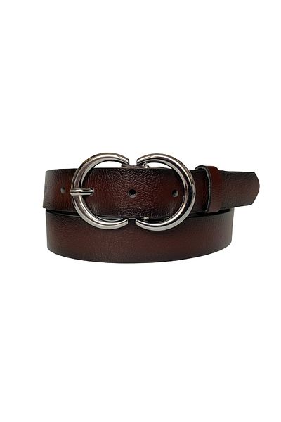 GoDeri 100% Genuine Leather Silver C?Claret Red Thin Women's Belt with Buckle, 3cm=3cm-kdn-06