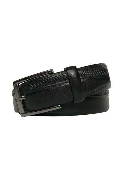 GoDeri Curea din piele naturală cu model negru - 3,5 cm, țesătură clasică, centură pentru pantaloni = dk-3131