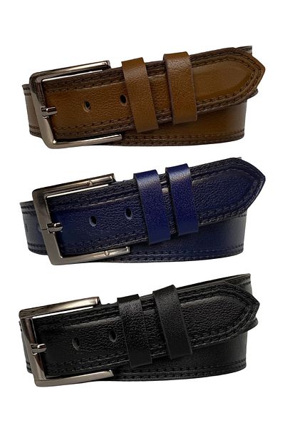 GoDeri Αθλητική ζώνη τζιν με μοτίβο μαύρη Navy Blue Tan - 4,5 cm, Σετ 3