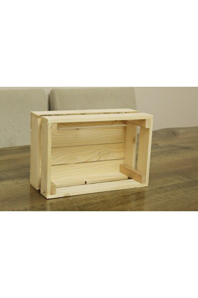 Demwood 30x20x10 Ebatında Natural Ahşap Kasa Sandık Raf Organizer
