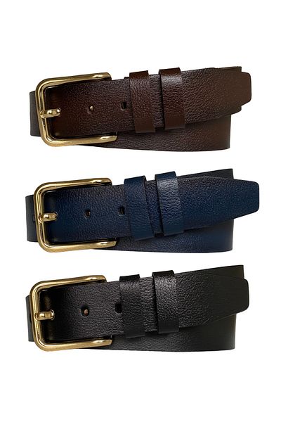 GoDeri 100% Genuine Leather 3-Piece Set 4 Cm One Piece Women's Jeans Belt Black, Navy Blue, Dark Brown=3x76