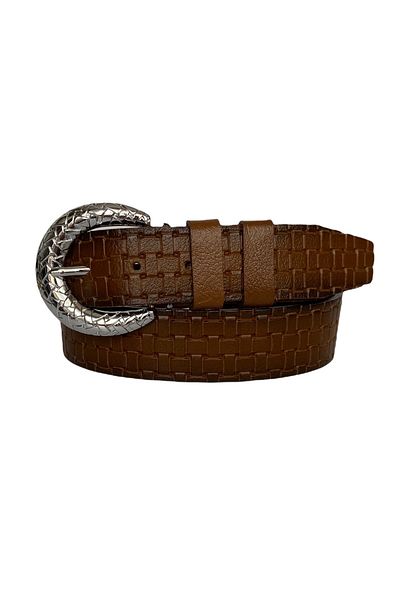 GoDeri 100% Genuine Leather, Brown Women's Jeans Belt with Silver Buckle 4 Cm=an-byn-18