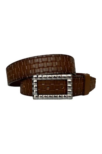 GoDeri 100% Genuine Leather, Silver Buckle Brown Women's Jeans Belt 4 Cm=tyc00379969919