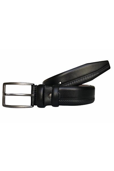 GoDeri %100 Hakiki Kaliteli Deri Siyah Klasik Pantolon Kemeri 3.5 Cm=dk-135-138