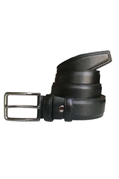 GoDeri Hakiki Kaliteli Deri 2'li Set, Dikişli Klasik Kumaş Pantolon Kemeri; Siyah, Lacivert 3,5 Cm=2li.kla