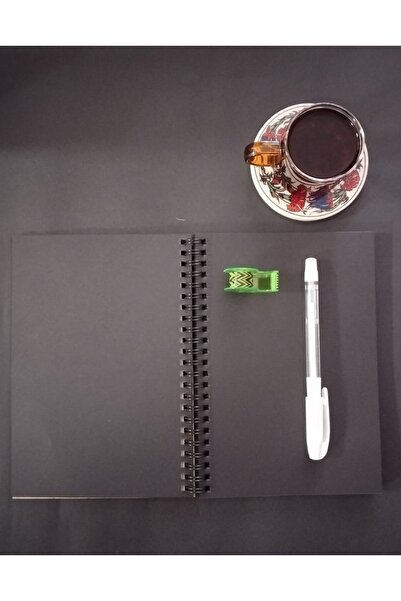 Tasarım Siyah Defter Siyah Yapraklı Spiralli Defter 14*20cm 165 Gr. 30 Yp 60 ...