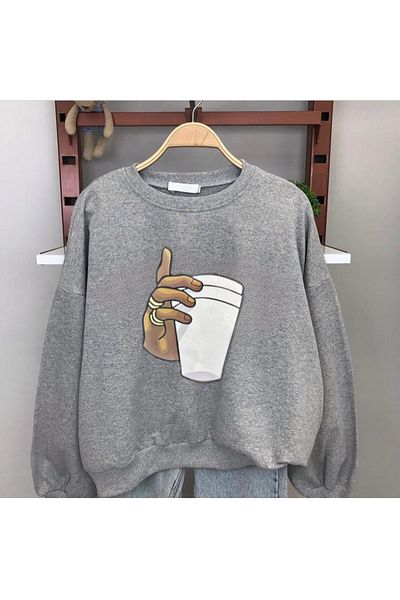 Serays moda Hanorac pentru fete și băieți cu ceașcă de cafea