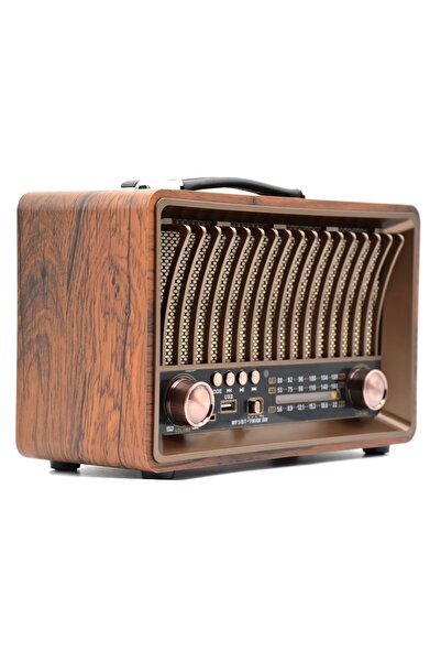 JUNGLEE Nostaljik Radyo Bluetooth Hoparlör Fm Radio Sd Kart Usb Girişli Şarjl...