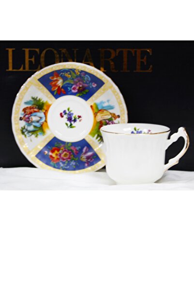 LEONARTE CASA Tek Kişilik Exınox Markiz Desen Kahve Fincan Ve Tabağı