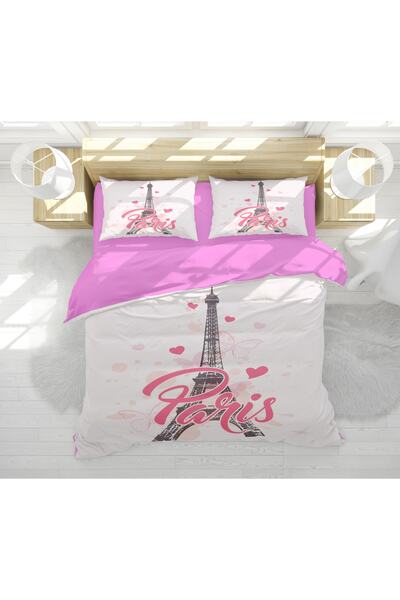 Erays Home Set cuvertură dublă cu tematică Paris Eiffel, imprimată digitală 3D