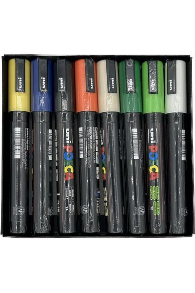 UNİ-BALL Posca Uni Poster Marker - Pc-5M/7+1 Assorted Colors, 8 Pieces