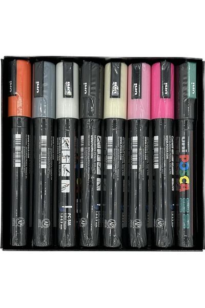 UNİ-BALL Posca Uni Poster Marker - Pc-5M/7+1 Assorted Colors, 8 Pieces