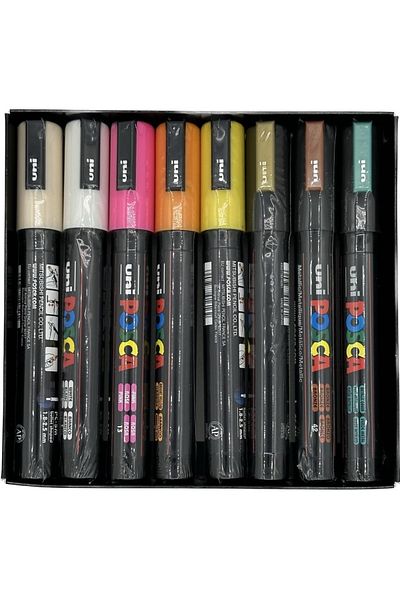 UNİ-BALL Posca Uni Poster Marker - Pc-5M/7+1 Assorted Colors, 8 Pieces