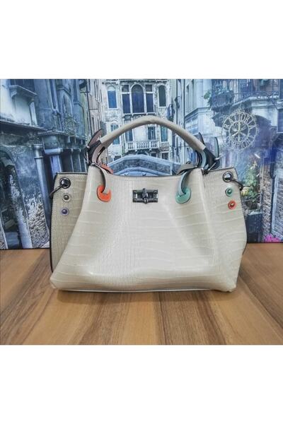 La'Graccia Crocodile Leather Beige Handbag