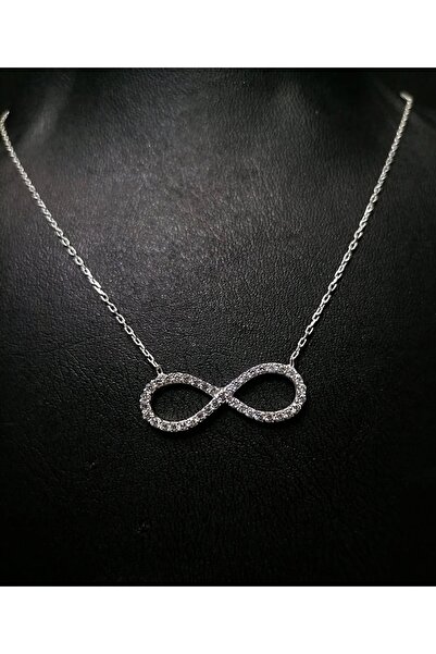 Batu Silver Sonsuzluk Kadın Kolye Beyaz Zirkon Taşlı