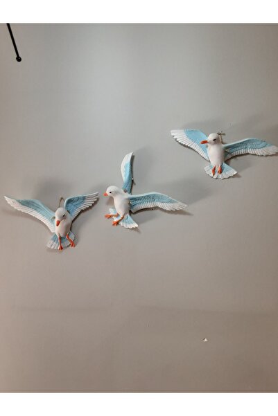 TÜRKÜ HEDİYELİK Mavi Beyaz Martı Duvar Süsü - Mutfak Duvar Süsü - Balkon Süsl...