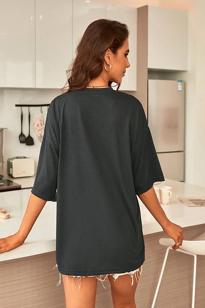 Machetta Μεγάλο μέγεθος Anthracite 3x3 Heart Printed &apos; s Oversize T-shirt;