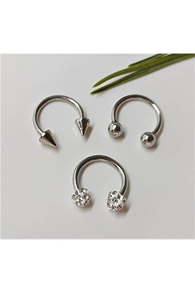 GH Accessories Cerrahi Çelik Piercing, Küpe, Kulak, Dudak, Kıkırdak, Tragus, Helix, (3 Lü Set)