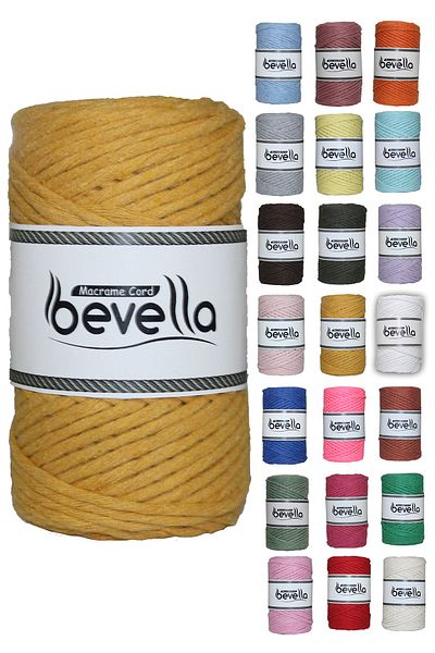 Bevella Macrame Cord Σκάνδαλο Μακραμέ 3mm Σκάνδαλο Βαμβακερό Μονό Περιστρεφόμενο Σκάνδαλο Μακραμέ Μουστάρδα
