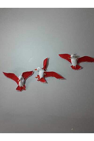 TÜRKÜ HEDİYELİK Kırmızı Martı Duvar Süsü - Mutfak Duvar Süsü - Balkon Süsleme...