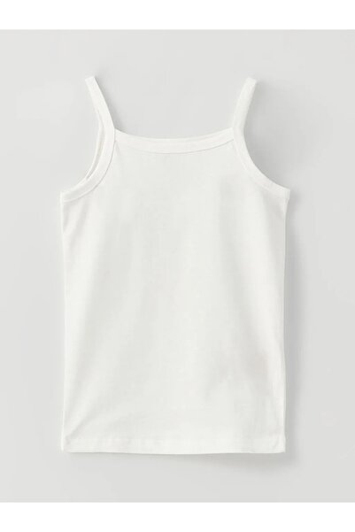 LC Waikiki Square Neck Strap Basic Cotton Baby Girl Undershirt, 2 Pack