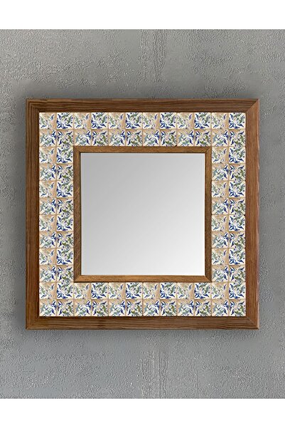 Oscar Stone Decor Masif Çerçeveli Mozaik Taş (mermer) Ayna 33x33 Cm Seramik D...
