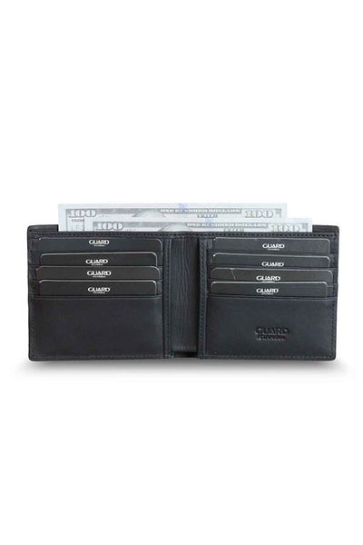 GUARD Matte Black Red Hand Knitted Leather Men's Wallet
