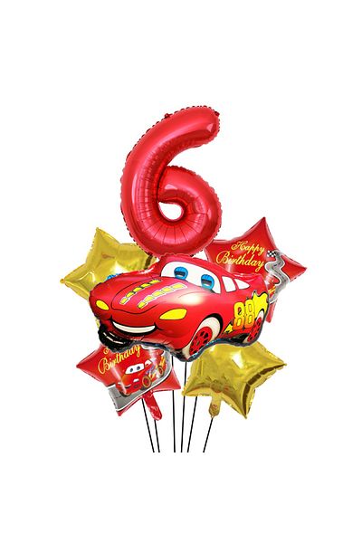 BEST PARTİ DOĞUM GÜNÜ PARTİ SÜSLERİ Red Car Star Figure Foil Balloon Set Age 6