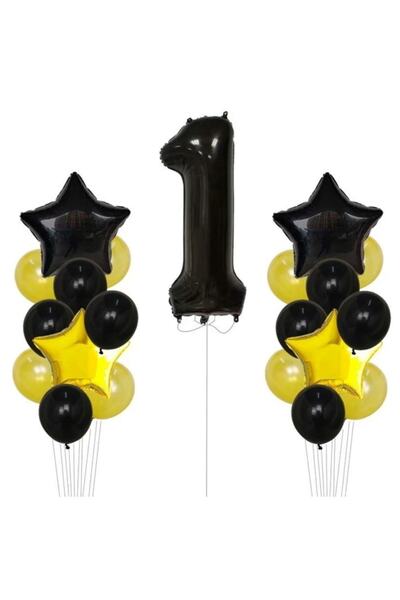BEST PARTİ DOĞUM GÜNÜ PARTİ SÜSLERİ Yellow Gold Foil Balloon Number Set Birth...