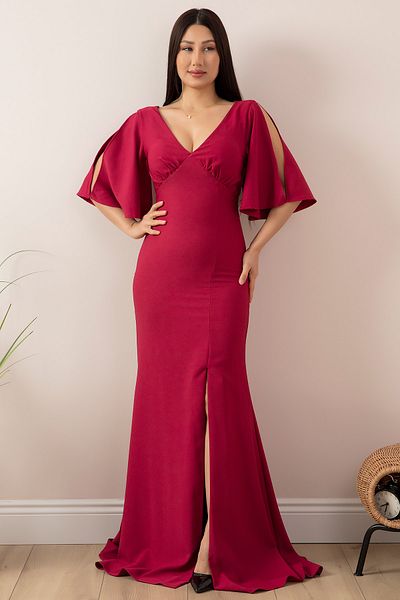 PULLIMM Slit Detailed Long Evening Dress 13233