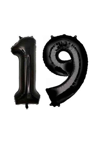 BEST PARTİ DOĞUM GÜNÜ PARTİ SÜSLERİ Folyo Balon Siyah 19 Rakamı 34 Inç 80 Cm