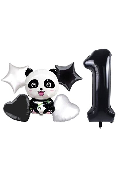 BEST PARTİ DOĞUM GÜNÜ PARTİ SÜSLERİ Panda Themed Star Heart Foil Balloon Wedd...