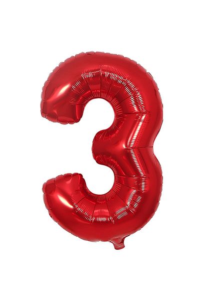 BEST PARTİ DOĞUM GÜNÜ PARTİ SÜSLERİ Foil Balloon Red Number 3 40 Inch 100 Cm