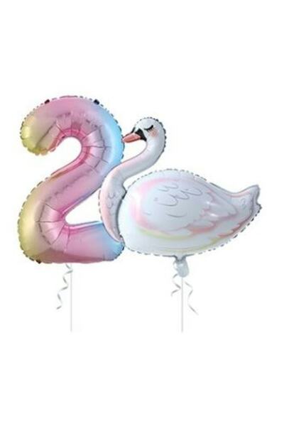 BEST PARTİ DOĞUM GÜNÜ PARTİ SÜSLERİ Swan Balloon Rainbow Figure Foil Balloon ...