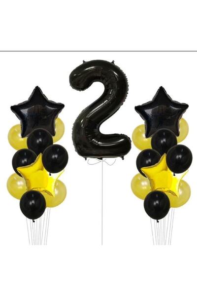 BEST PARTİ DOĞUM GÜNÜ PARTİ SÜSLERİ Yellow Gold Foil Balloon Number Set Birth...