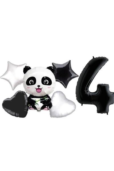 BEST PARTİ DOĞUM GÜNÜ PARTİ SÜSLERİ Panda Themed Star Heart Foil Balloon Wedd...