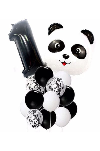 RÖNESANS PARTİ Panda Themed Black Color Wedding Party Set Age 1