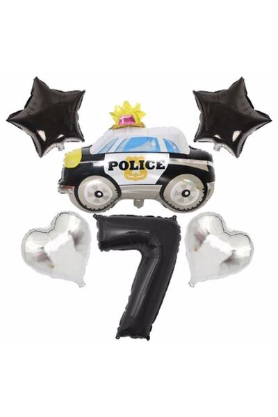 RÖNESANS PARTİ مجموعة بالونات سيارة الشرطة فويل كونسبت لعمر 7 سنوات