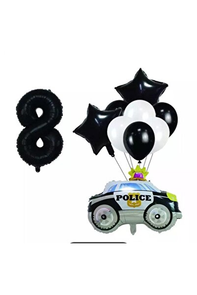 BEST PARTİ DOĞUM GÜNÜ PARTİ SÜSLERİ Police (Police Car) Foil Balloon Set Age 8